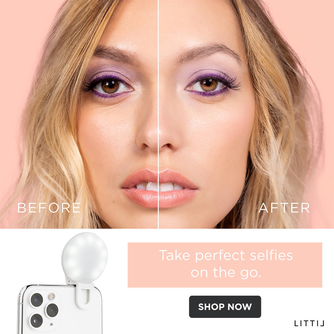 Static image ad creative — before-and-after selfie light ad